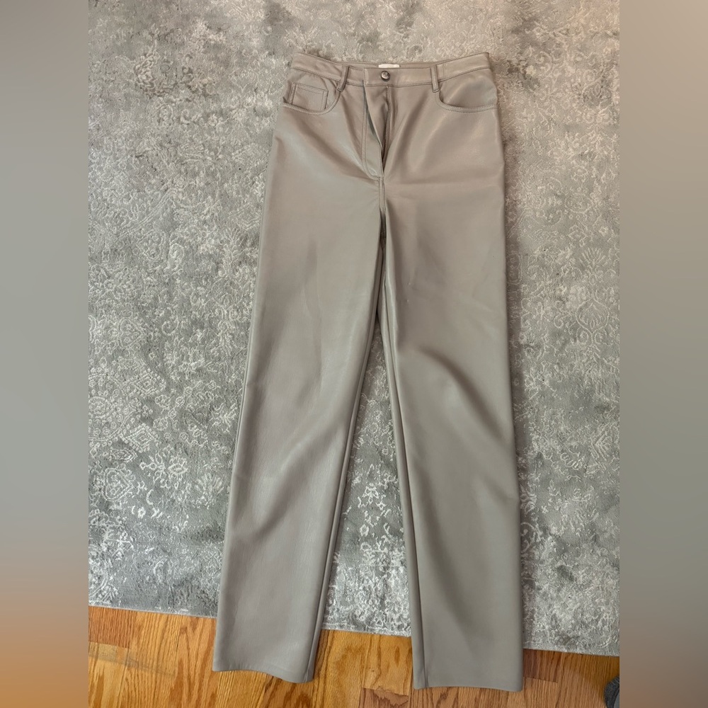Beige Aritzia Wilfred Melina leather pants